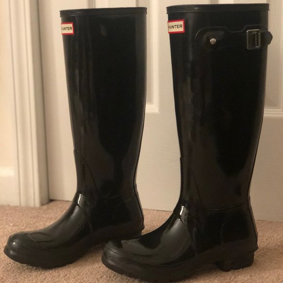 Women's Hunter Tall Gloss Rain Boots Black - Picture 3 of 6